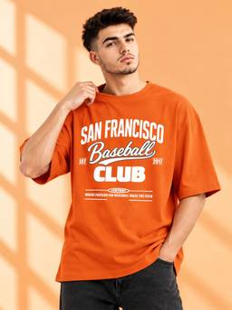 LEOTUDE - Orange Men's Oversized T-Shirt