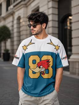 LEOTUDE - Blue Men's Oversized T-Shirt