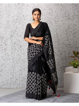 Mayurie - Layla Handblock Printed Mul-Mul Saree