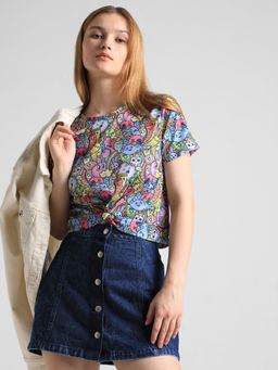 ONLY - Assorted Print Front Knot T-shirt
