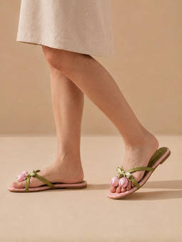 Koblerr - Pink Floral Embellished Flats
