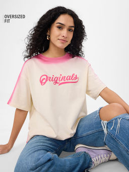 The Souled Store - Originals- Off White Love Women Oversized T-Shirt