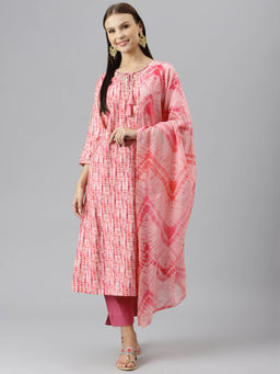 Divena - Pink Printed Modal Kurta Pant with Dupatta (Set of 3)