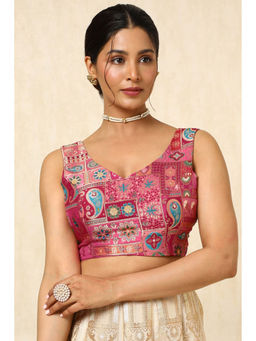 Soch - Fuchsia Pink Tussar Zari Woven Padded Stitched Blouse