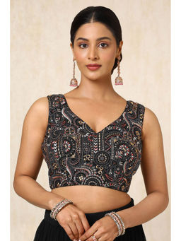 Soch - Black Georgette Embroidered Sequins Padded Stitched Blouse