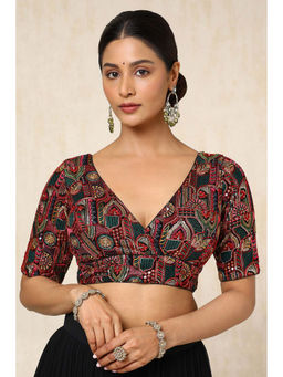 Soch - Black Georgette Embroidered Sequins Padded Stitched Blouse