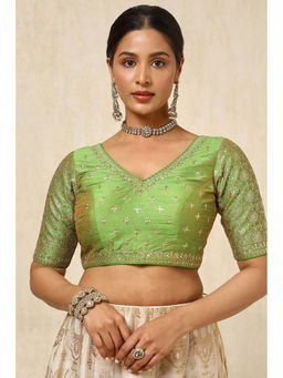 Soch - Light Green Tussar Embroidered Sequins Padded Stitched Blouse