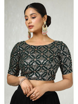 Soch - Green Georgette Embellished Sequins Padded Stitched Blouse