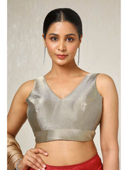 Soch - Grey Tissue Solid Padded Stitched Blouse