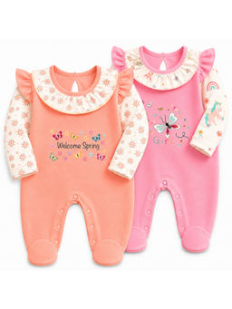EIO - Baby Girl Cotton Printed Rompers (Pack of 2)