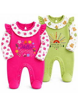 EIO - Baby Girl Cotton Printed Rompers (Pack of 2)