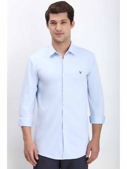 Allen Solly - Men's Blue Slim Fit Solid Full Sleeves Casual Shirts