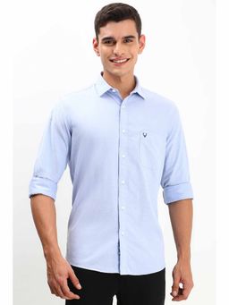 Allen Solly - Men's Blue Slim Fit Solid Full Sleeves Casual Shirts