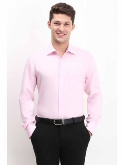 Allen Solly - Men's Pink Regular Fit Solid Full Sleeves Formal Shirt