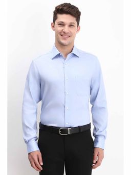 Allen Solly - Men's Blue Regular Fit Solid Full Sleeves Formal Shirt