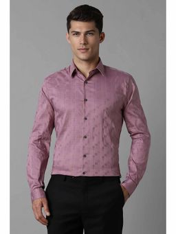 Louis Philippe - Men's Purple Super Slim Fit Checks Full Sleeves Formal Shirt