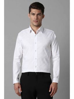 Louis Philippe - Men's White Super Slim Fit Checks Full Sleeves Formal Shirt