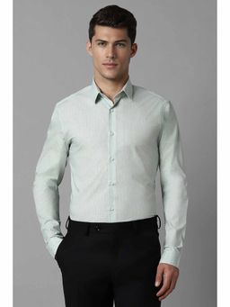 Louis Philippe - Men's Green Super Slim Fit Print Full Sleeves Formal Shirt