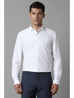 Louis Philippe - Men's White Super Slim Fit Solid Full Sleeves Formal Shirt