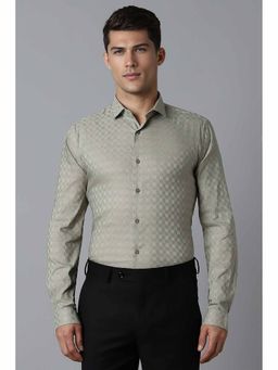 Louis Philippe - Men's Olive Super Slim Fit Checks Full Sleeves Formal Shirt