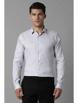 Louis Philippe - Men's Grey Super Slim Fit Checks Full Sleeves Formal Shirt