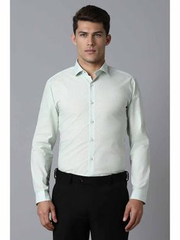 Louis Philippe - Men's Green Super Slim Fit Print Full Sleeves Formal Shirt