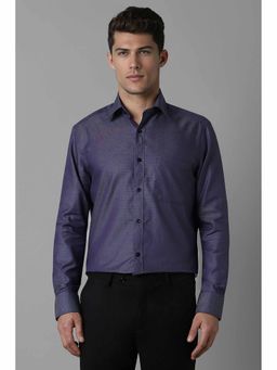 Louis Philippe - Men's Purple Classic Fit Print Full Sleeves Formal Shirt
