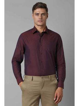 Louis Philippe - Men's Purple Classic Fit Print Full Sleeves Formal Shirt