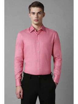 Louis Philippe - Men's Pink Classic Fit Solid Full Sleeves Formal Shirt