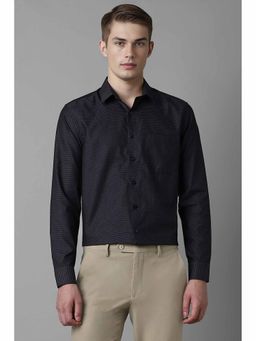 Louis Philippe - Men's Grey Slim Fit Print Full Sleeves Formal Shirt