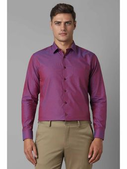 Louis Philippe - Men's Purple Slim Fit Print Full Sleeves Formal Shirt