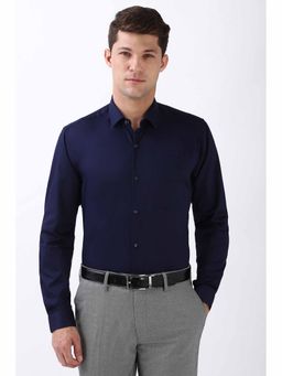 Peter England - Men's Navy Blue Regular Fit Formal Shirt