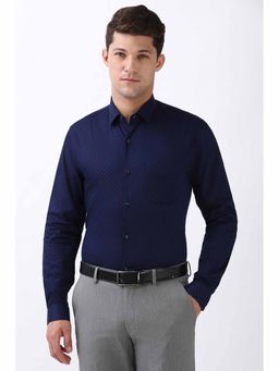 Peter England - Men's Navy Blue Slim Fit Formal Shirt
