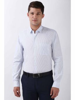 Peter England - Men's Blue Regular Fit Formal Shirt