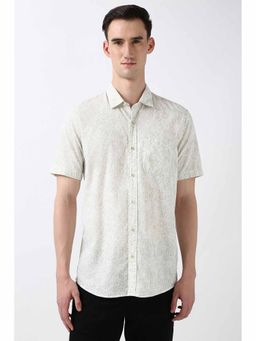Peter England - Men's Grey Slim Fit Print Shirt