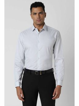 Van Heusen - Men's Grey Slim Fit Print Full Sleeves Party Shirt