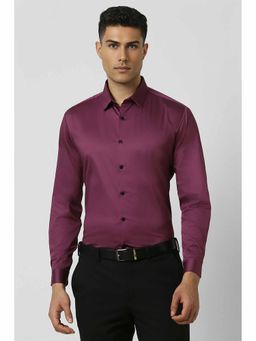 Van Heusen - Men's Purple Slim Fit Solid Full Sleeves Party Shirt