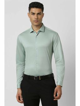Van Heusen - Men's Green Slim Fit Solid Full Sleeves Formal Shirt