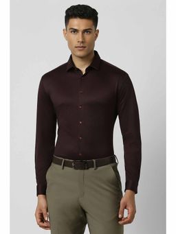 Van Heusen - Men's Brown Slim Fit Checks Full Sleeves Formal Shirt