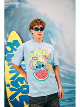 Bonkers Corner - Men Blue Printed T-Shirt