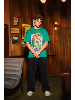 Bonkers Corner - Men Green Printed T-Shirt