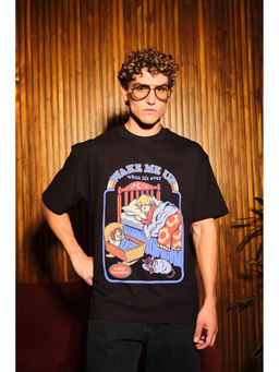 Bonkers Corner - Men Black Printed T-Shirt