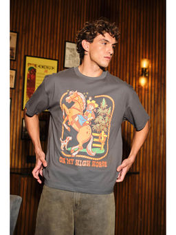 Bonkers Corner - Men Grey Printed T-Shirt