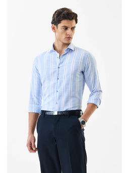 Snitch - Men Blue Stripes Formal Shirt