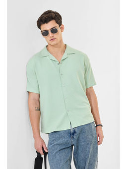 Snitch - Men Green Textured Casual Shirt