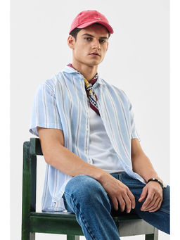 Snitch - Men Blue Stripes Casual Shirt