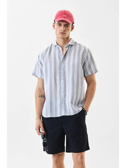 Snitch - Men Grey Stripes Casual Shirt