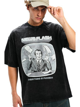 Bonkers Corner - Men Black Printed T-Shirt