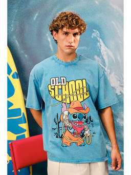 Bonkers Corner - Men Blue Printed T-Shirt