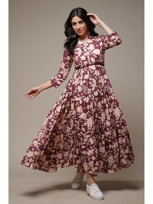 biba purple dress Biba Purple Printed Maxi Dress